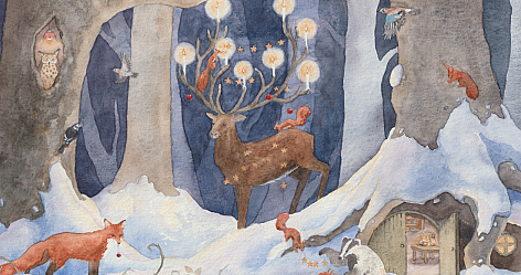 Gemalte Winterlandschaft